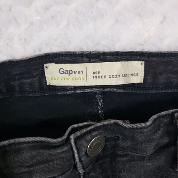 Gap inner cozy leggings destructed black size 14 32R skinny jeans - Picture 6 of 10